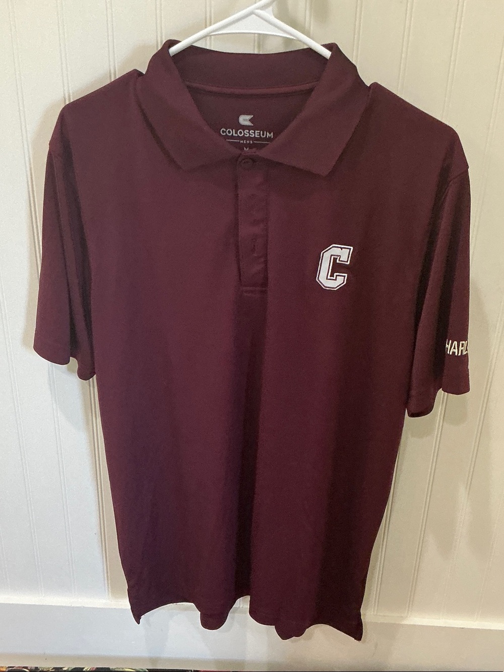 Colosseum College of Charleston Men's Maroon Polo with Embroidered 'C'